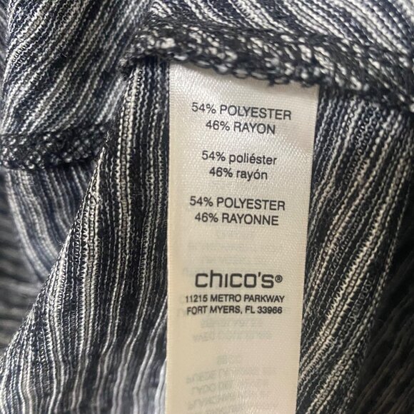 Chicos 3 Open Front Cardigan Womens Size US XL Striped Black & White Knit Lagenl - Picture 3 of 12